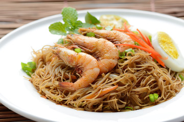 Fried Rice Noodle on a wooden matte