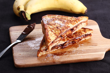 French toast filled banana and chocolate.