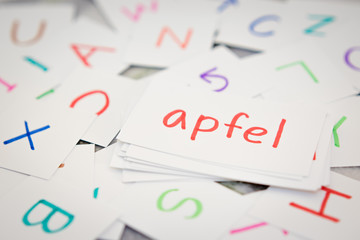 German; Learning the New Word with the Alphabet Cards; Writing A