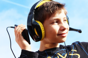 Boy using smartphone