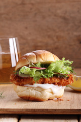 crispy fish burger.
