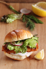crispy fish burger.