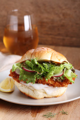 crispy fish burger.