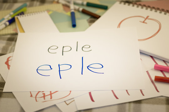 Norwegian; Kids Writing Name of the Fruits for Practice