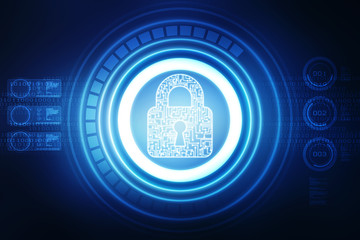 Safety concept: Closed Padlock on digital background