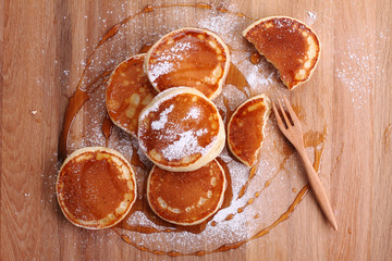stack of small pancakes.