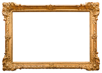 Gold picture frame. Isolated on white background