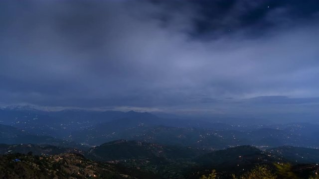 Night time lapse view on the Himalayas from Nagarkot in Nepal. Cinemagraph seamless loop.