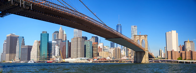 Brooklyn Bridge and Manhattan skyline panorama in New York, United States
