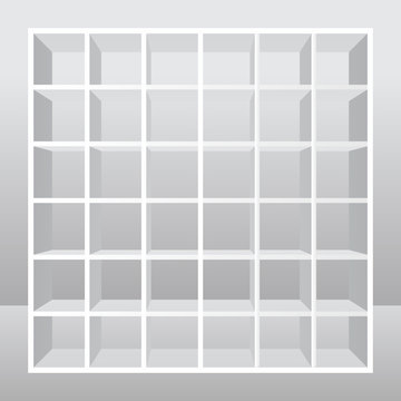 empty white shelves stand on Isolated Background. Vector illustration