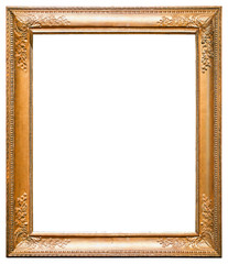Gold picture frame. Isolated on white background - 99104448