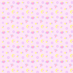 ゆめかわいいシームレスパターン　ピンク系