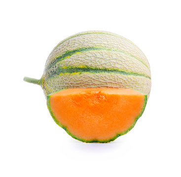 cantaloupe orange melon isolated on white background