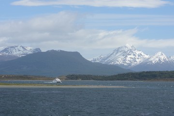 The Beagle channel separating the main island of the archipelago of Tierra del Fuego and lying to the South of the island.