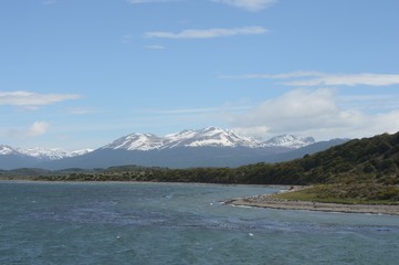The Beagle channel separating the main island of the archipelago of Tierra del Fuego and lying to the South of the island.