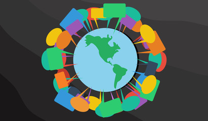 Vector concept showing the idea of a global discussion/communication