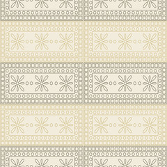 Seamless vector pattern. Symmetrical geometric background with brown rectangles on the light backdrop. Decorative ornament.