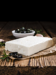 Pieces of fresh feta cheese