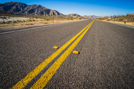 Double Yellow Line on Highway