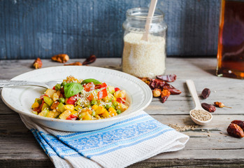 vegetarian vegetable stew with peas and corn, curry, healthy din