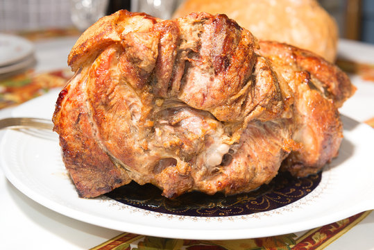 cold baked pork - a traditional dish of Eastern Europe