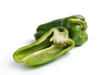 Green bell pepper on white background