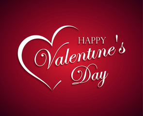 Beautiful lettering calligraphy white text with a shadow. Calligraphy inscription Happy Valentine's Day hearts  on a red pink background. Vector illustration EPS 10