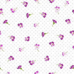 Seamless floral patter with little pink flowers
