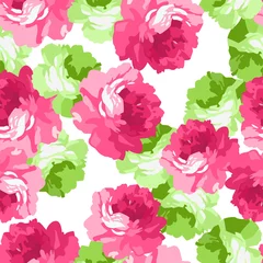 Gordijnen Seamless floral patter with pink roses. © lovelava