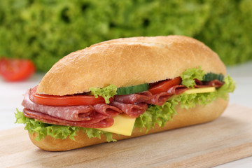 Sandwich Baguette belegt mit Salami