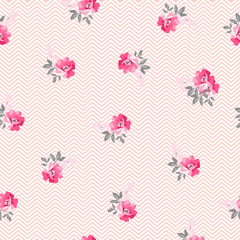 Seamless pattern with pink roses