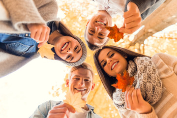 Students in autumn park