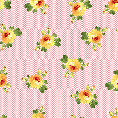 Seamless floral patter with yellow roses