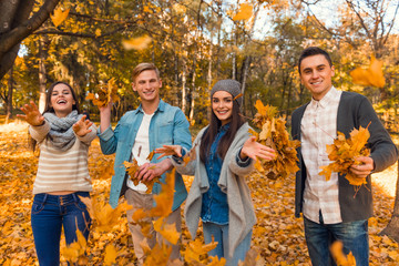 Students in autumn park