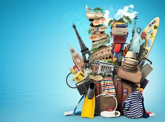 Fotobehang Luggage, goods for holidays, leisure and travel © Zarya Maxim