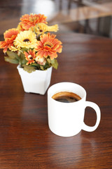 cup of coffee on table in cafe