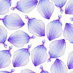 Watercolor Seamless pattern with Purple flower petal