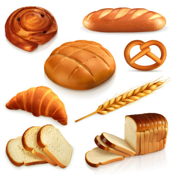 Bread, vector icons set
