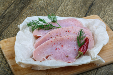 Raw turkey steak