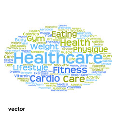 Vector concept or conceptual abstract health diet or sport word cloud or wordcloud isolated on white background