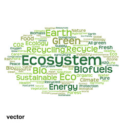 Vector conceptual ecology word cloud isolated