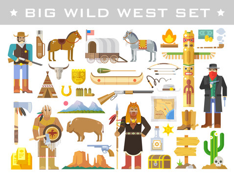 Wild West. Vector elements.