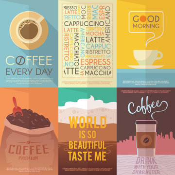 Vintage vector posters. Coffee. Drinks.