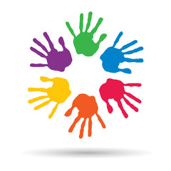 Conceptual children painted hand print isolated