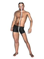 Human man thin and muscle concept isolated