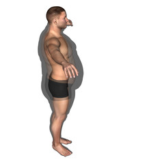 Human man fat and slim concept isolated