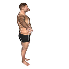 Human man fat and slim concept isolated