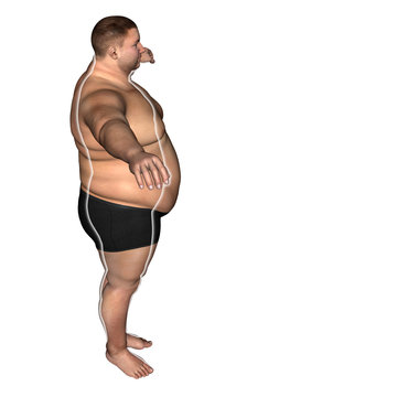 Human man fat and slim concept isolated