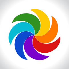 Abstract colorful icon. Rainbow style spiral colored illustration on white background. Vector