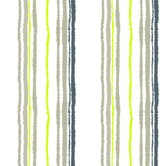 Seamless strip pattern. Vertical lines with torn paper effect. Shred edge background. Cold soft gray, olive, white colors. Winter theme. Vector